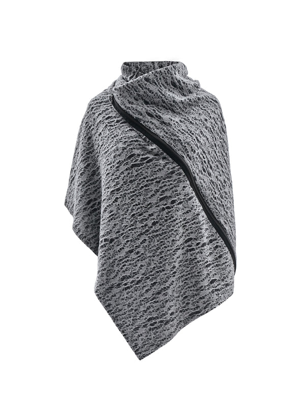 alza poncho wool white / grey
