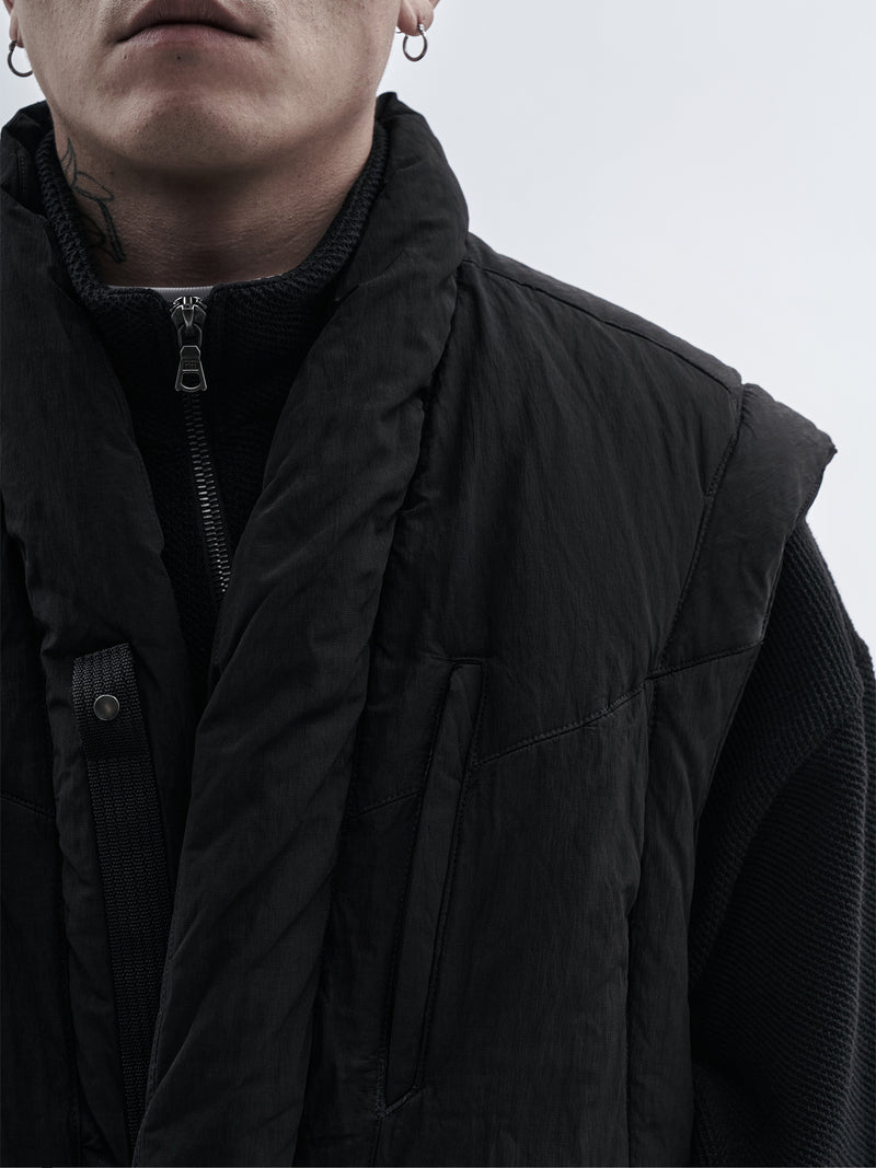 garun padded vest nylon metal black