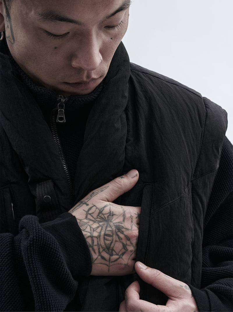 garun padded vest nylon metal black