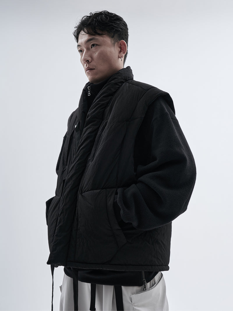 garun padded vest nylon metal black