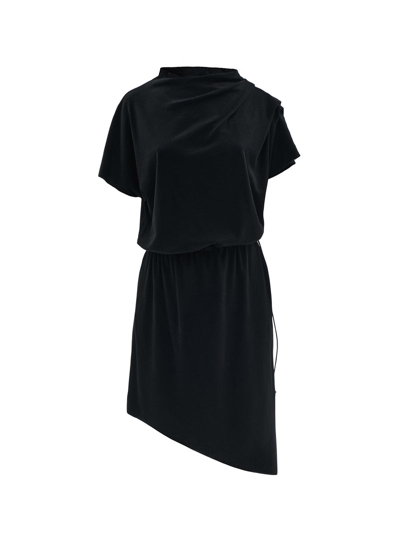 larru asymmetrical dress cotton cashmere black