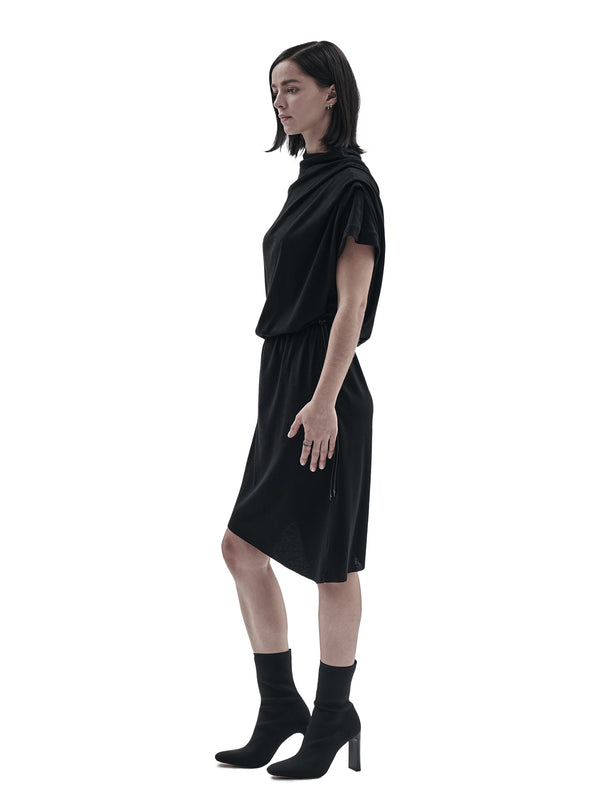 larru asymmetrical dress cotton cashmere black