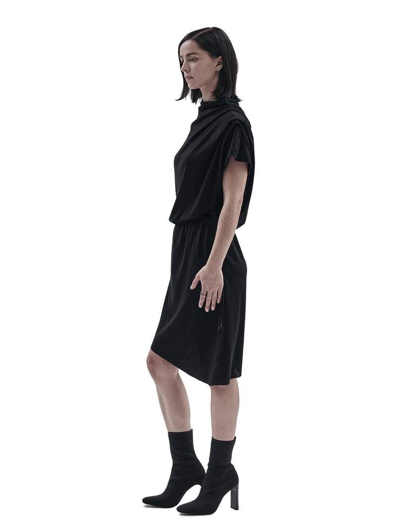 larru asymmetrical dress cotton cashmere black