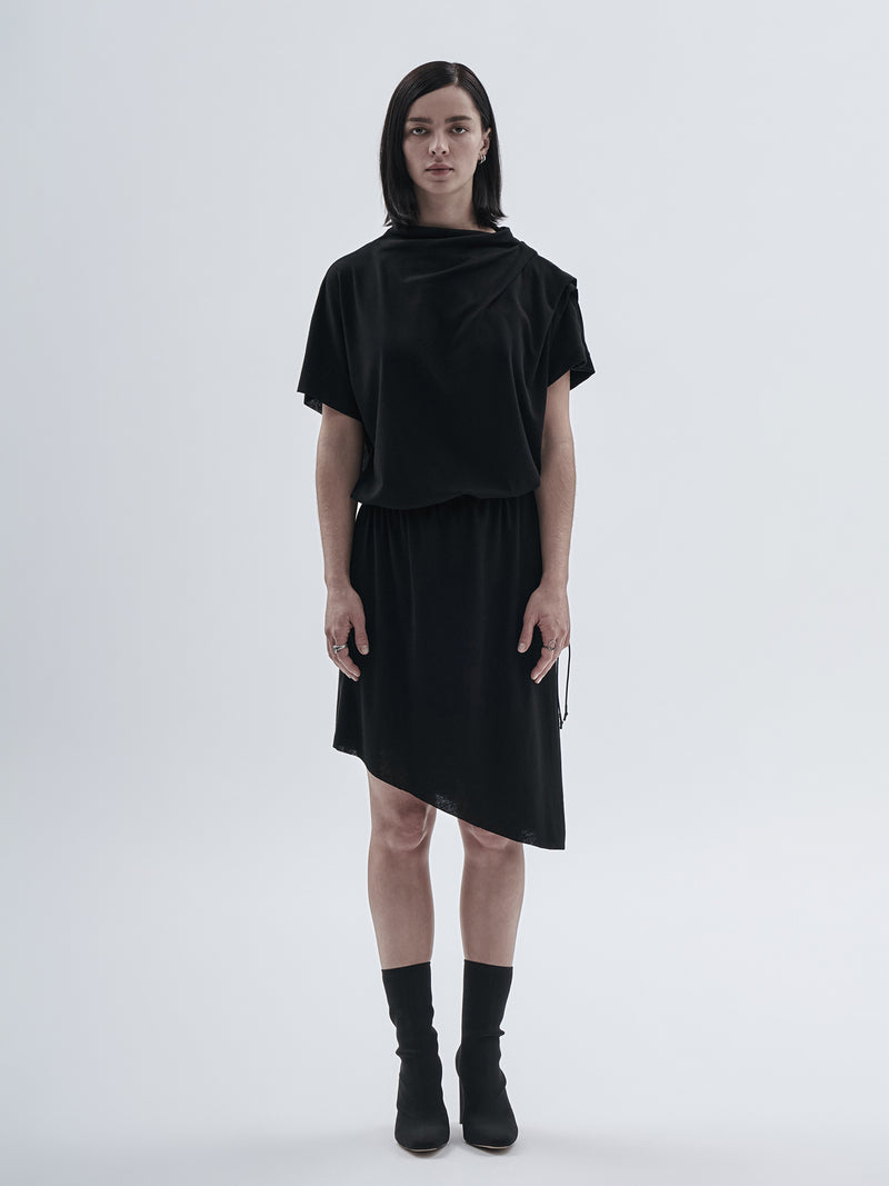 larru asymmetrical dress cotton cashmere black