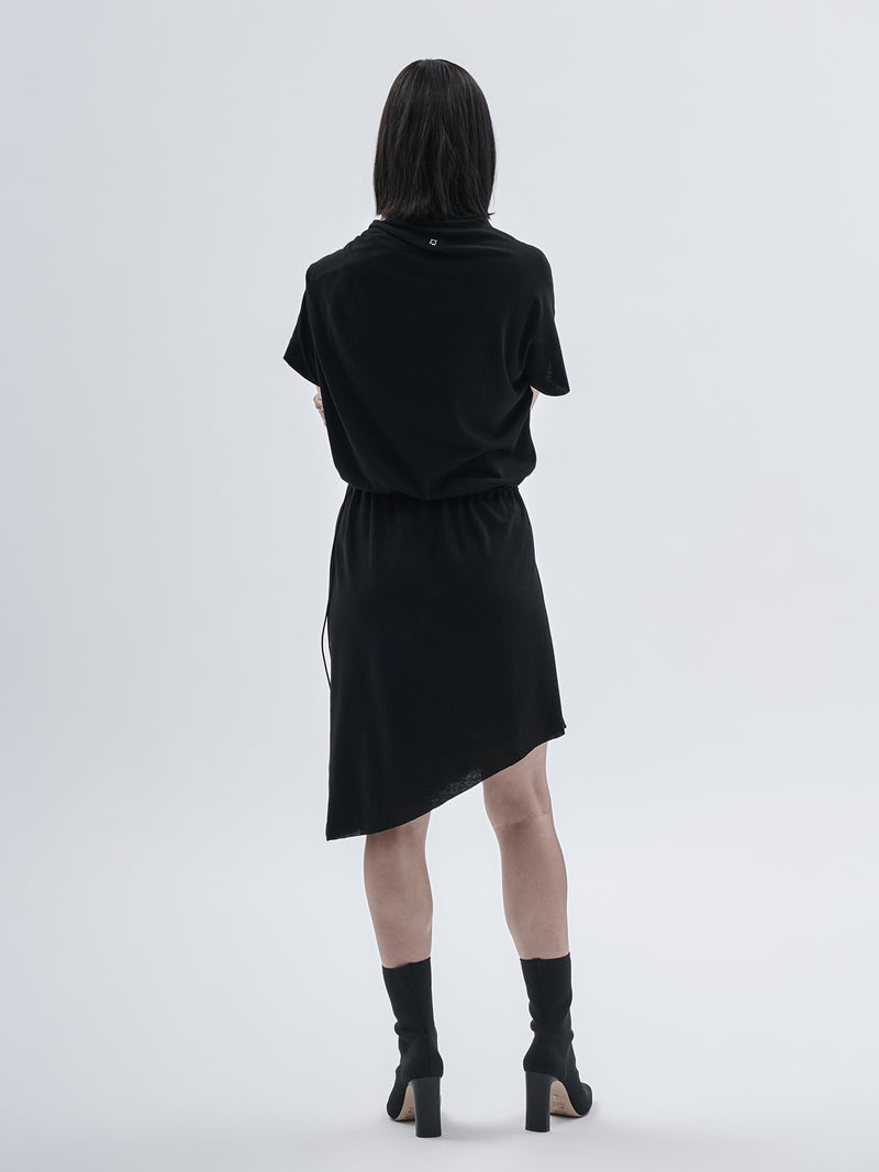larru asymmetrical dress cotton cashmere black