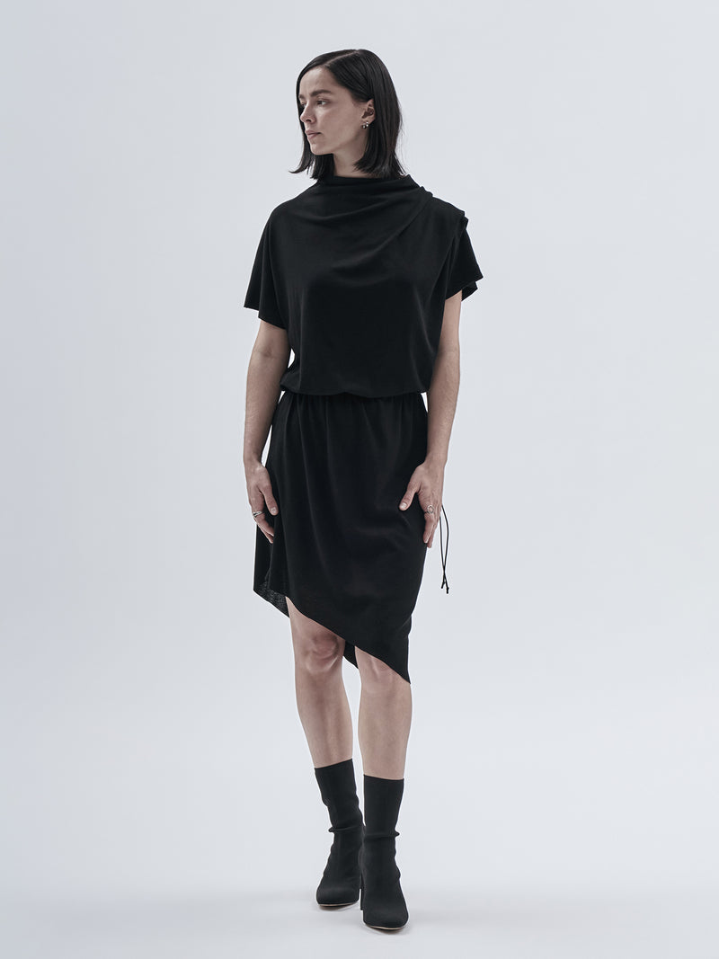 larru asymmetrical dress cotton cashmere black