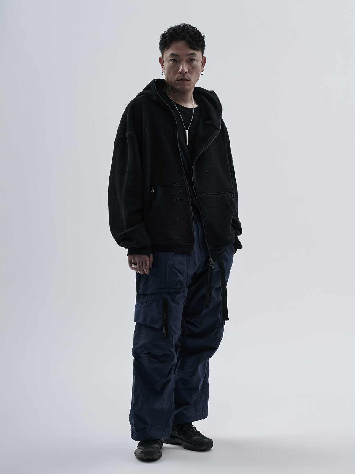 bihar hoodie textured cotton black