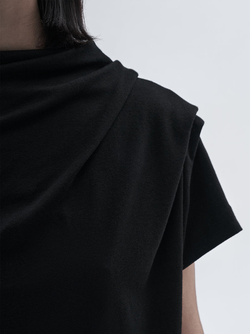 larru asymmetrical dress cotton cashmere black