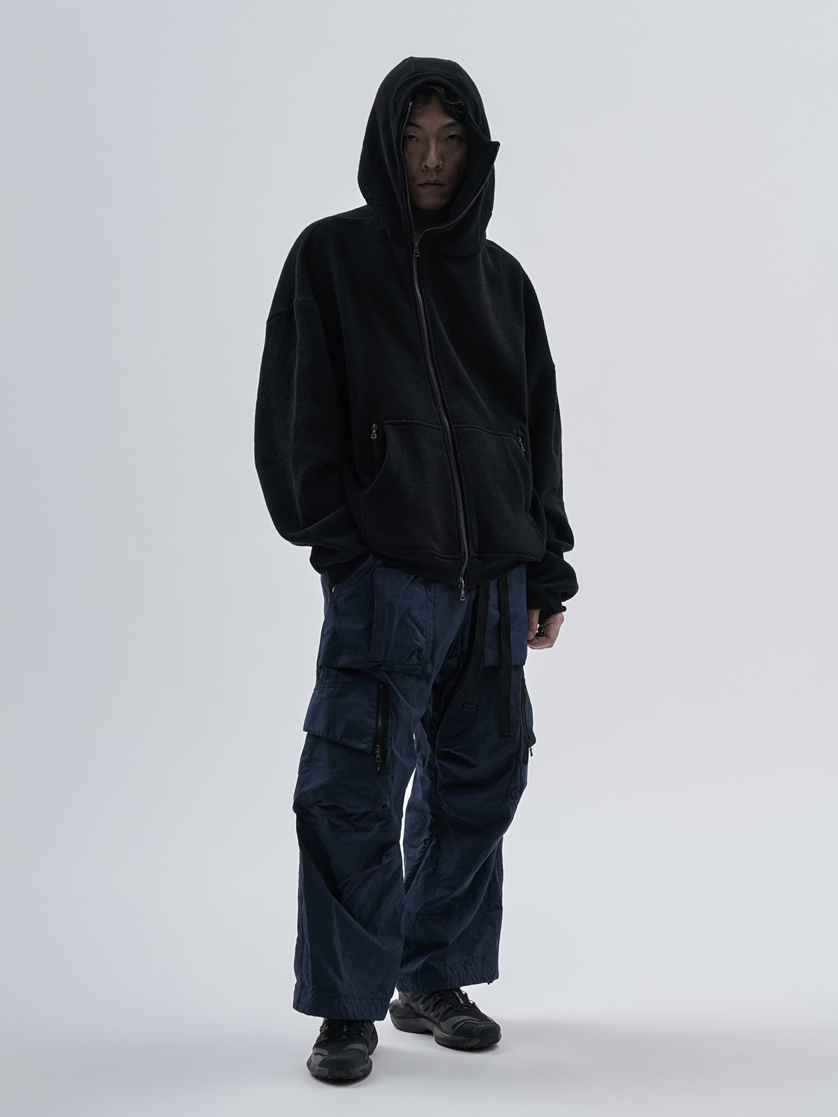 bihar hoodie textured cotton black