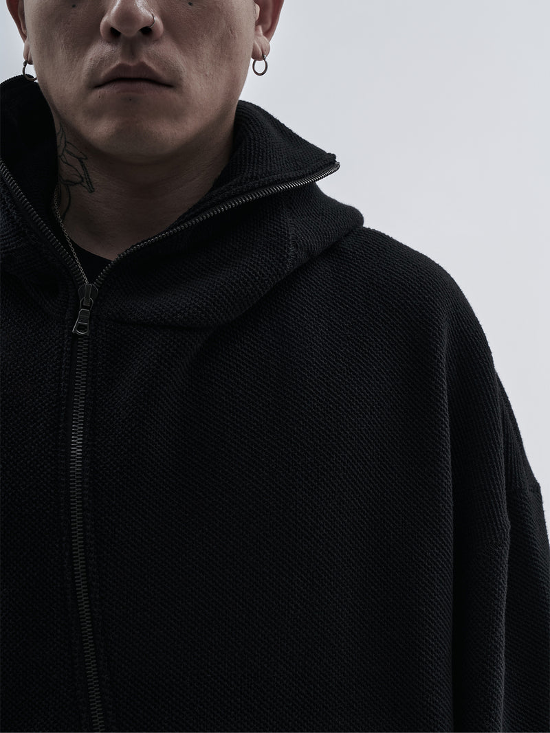 bihar hoodie textured cotton black
