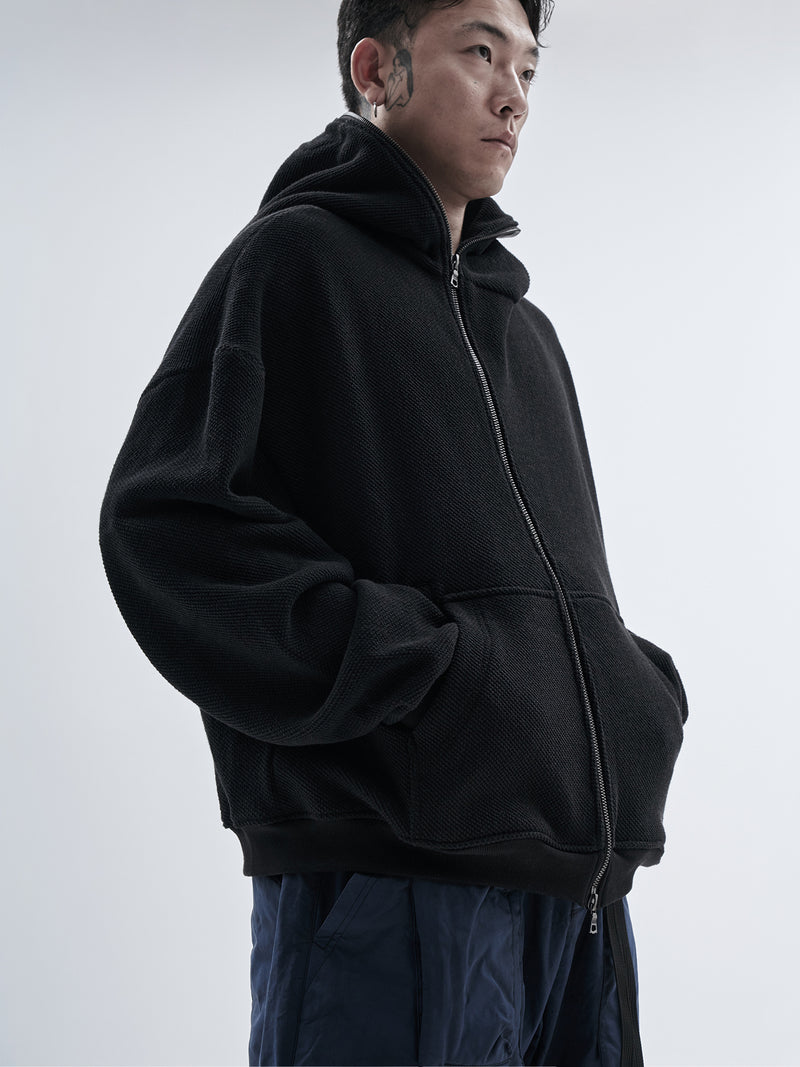 bihar hoodie textured cotton black