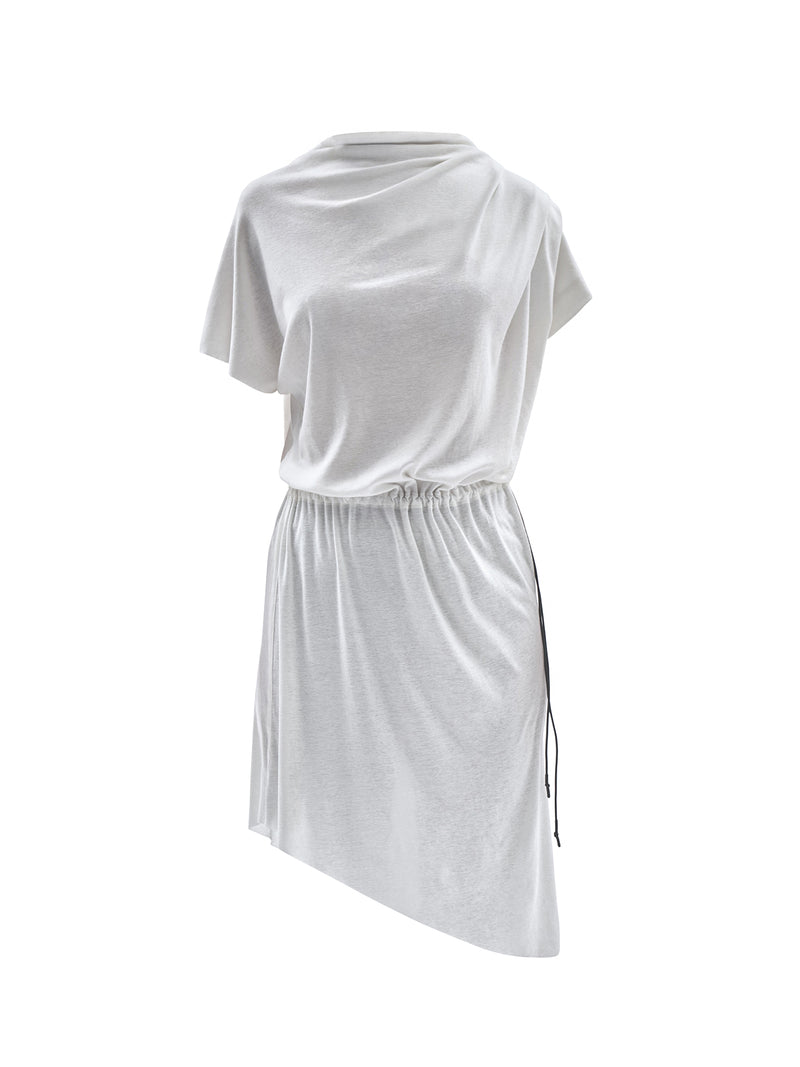 larru asymmetrical dress cotton cashmere white