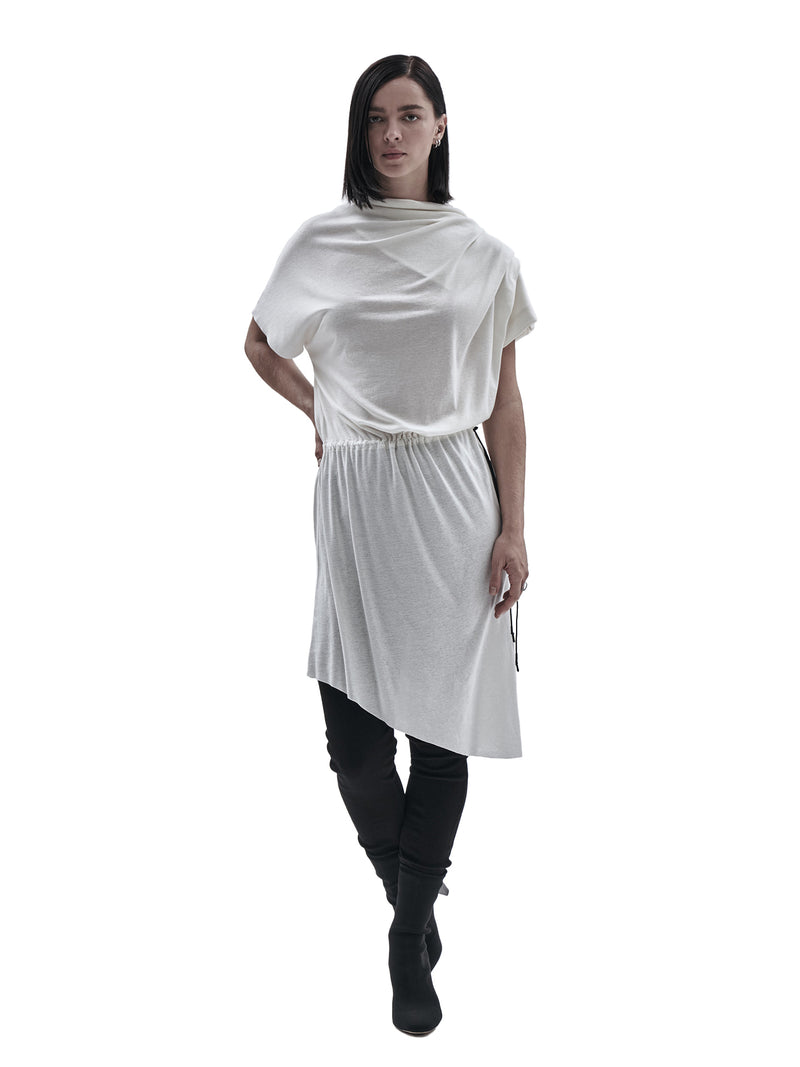larru asymmetrical dress cotton cashmere white