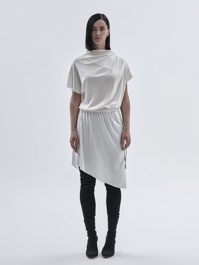 larru asymmetrical dress cotton cashmere white