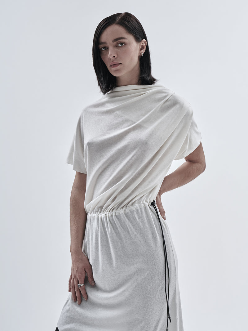 larru asymmetrical dress cotton cashmere white