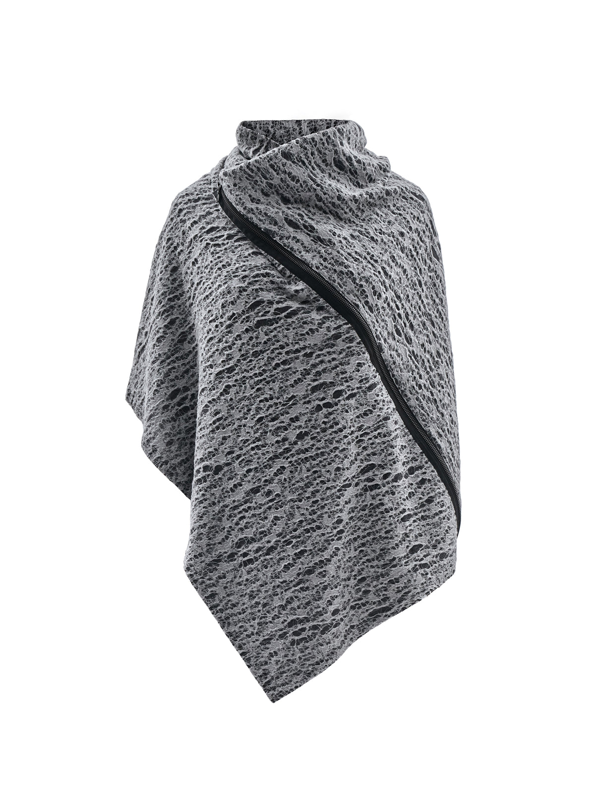 alza poncho wool white / grey