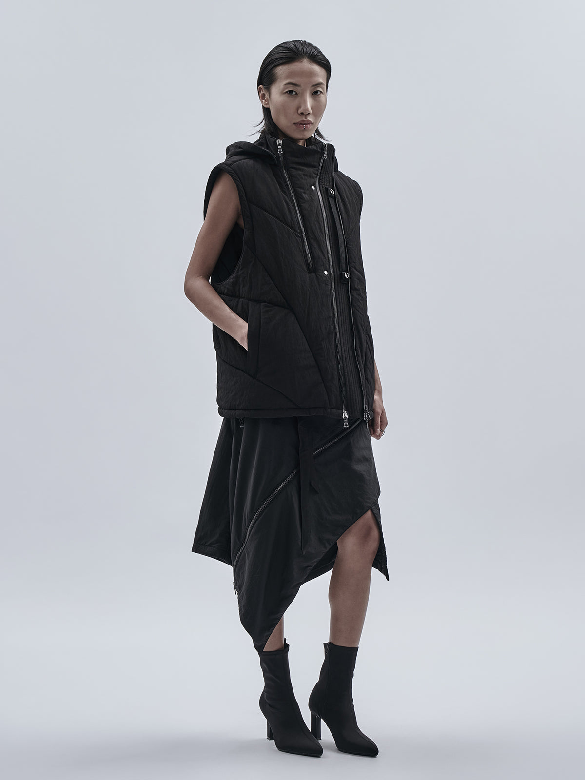 otzan padded vest nylon metal black