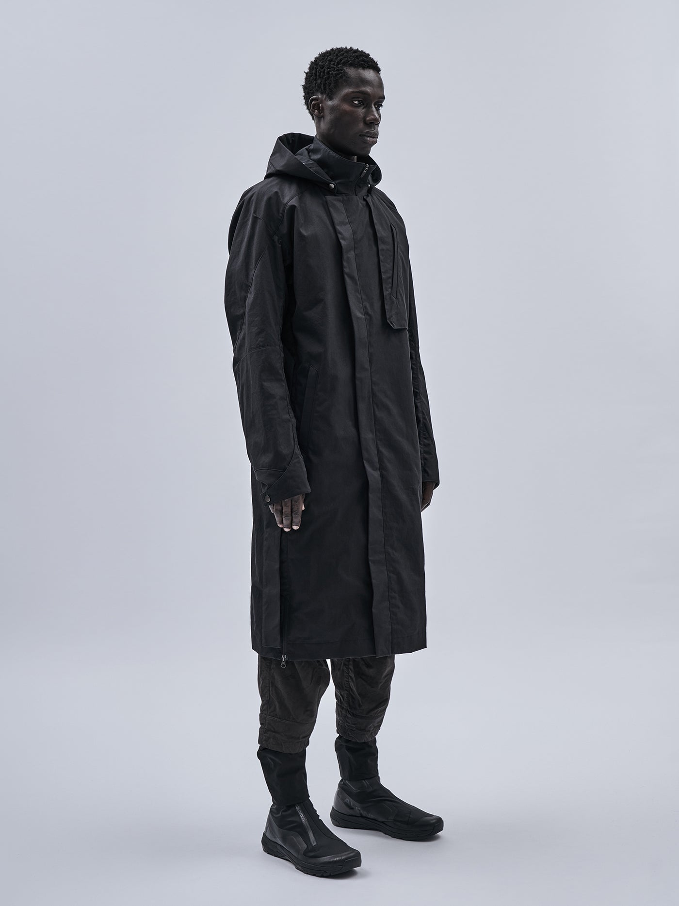 【新品タグ付】enof wool rever half coat 01 ブラック enfin levé - unai adjustable coat etaproof shadow dye