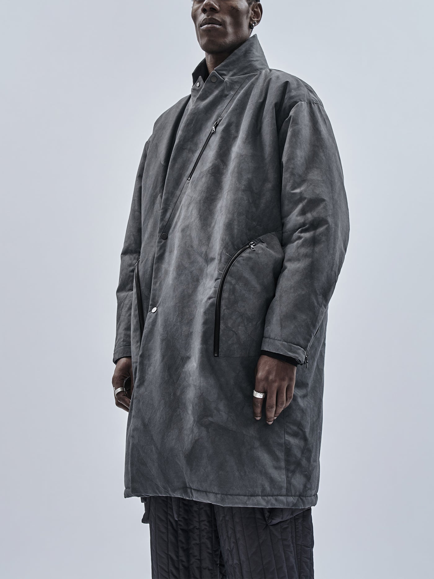 ESSAY（エッセイ） COLLAR LESS COAT　Grey Brown Seven Blazer - Anthracite – Once Untold