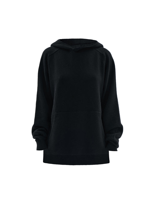 beira cashmere wool hoodie black