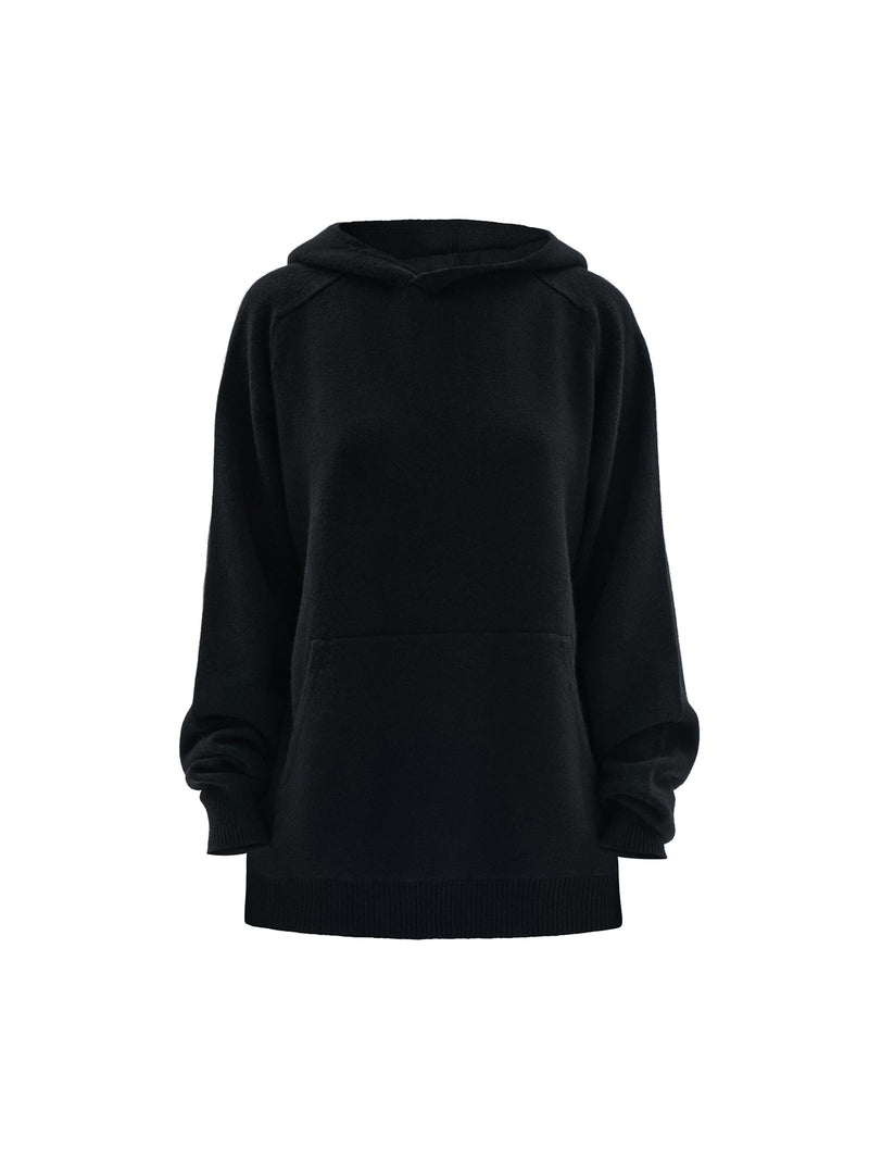 beira cashmere wool hoodie black
