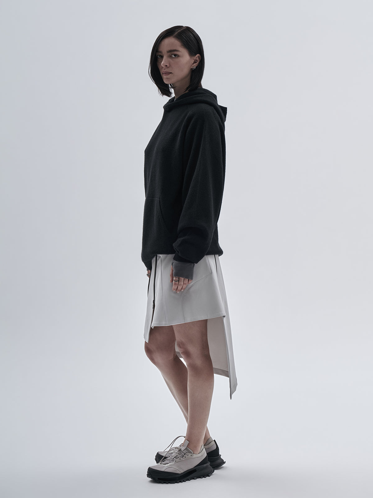 beira cashmere wool hoodie black