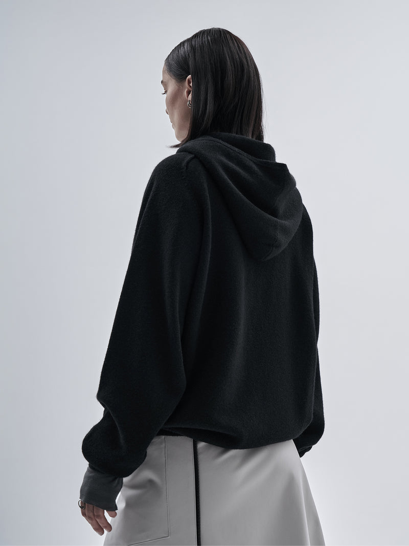 beira cashmere wool hoodie black