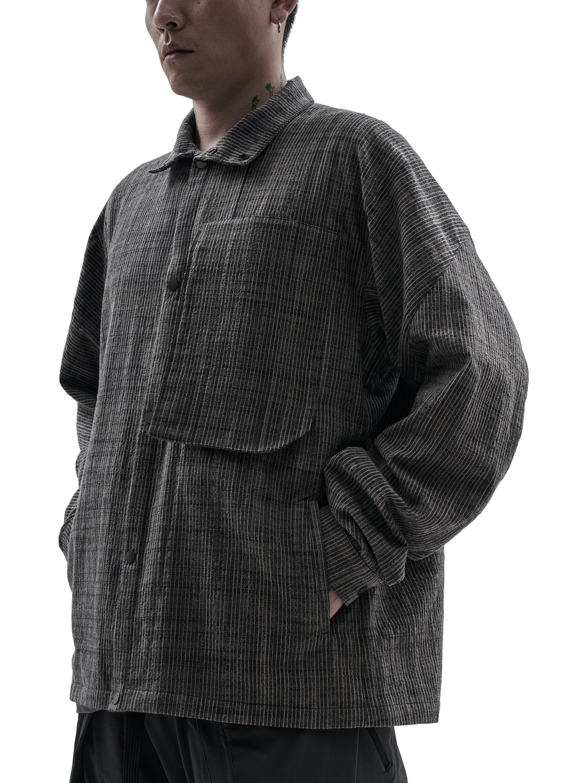 sarein jacket chalk stripe clay