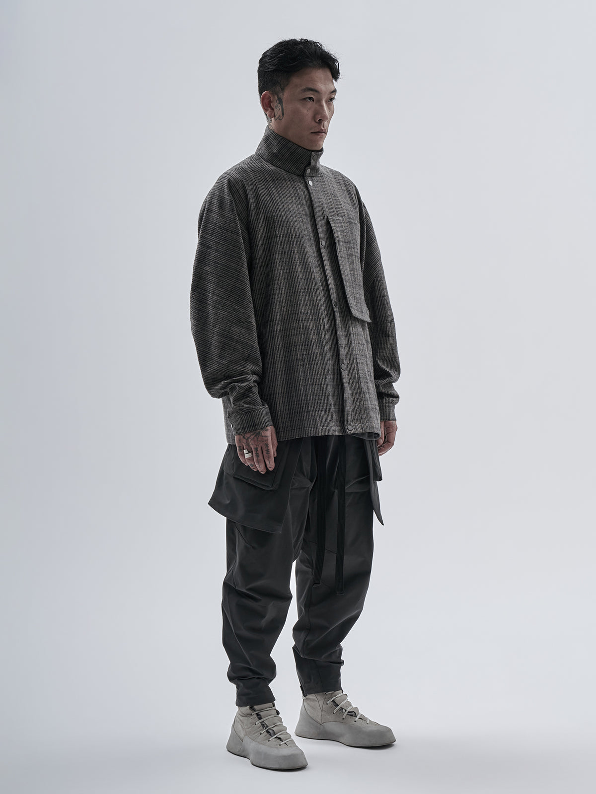 sarein jacket chalk stripe clay