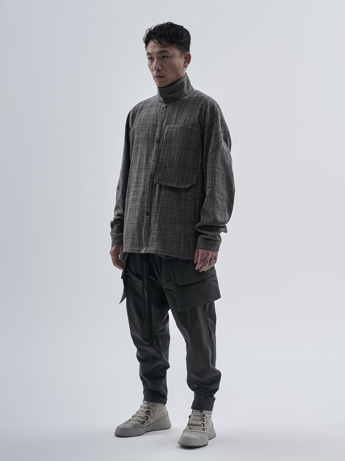 sarein jacket chalk stripe clay
