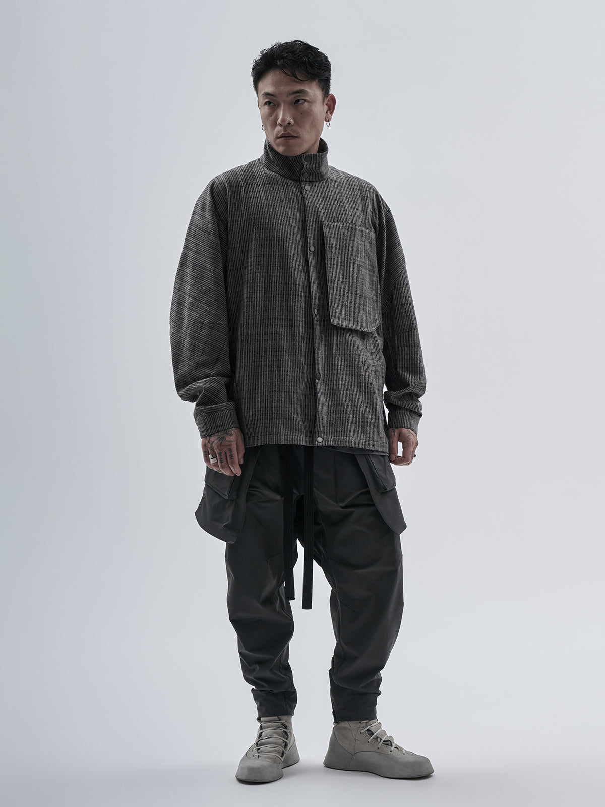 sarein jacket chalk stripe clay
