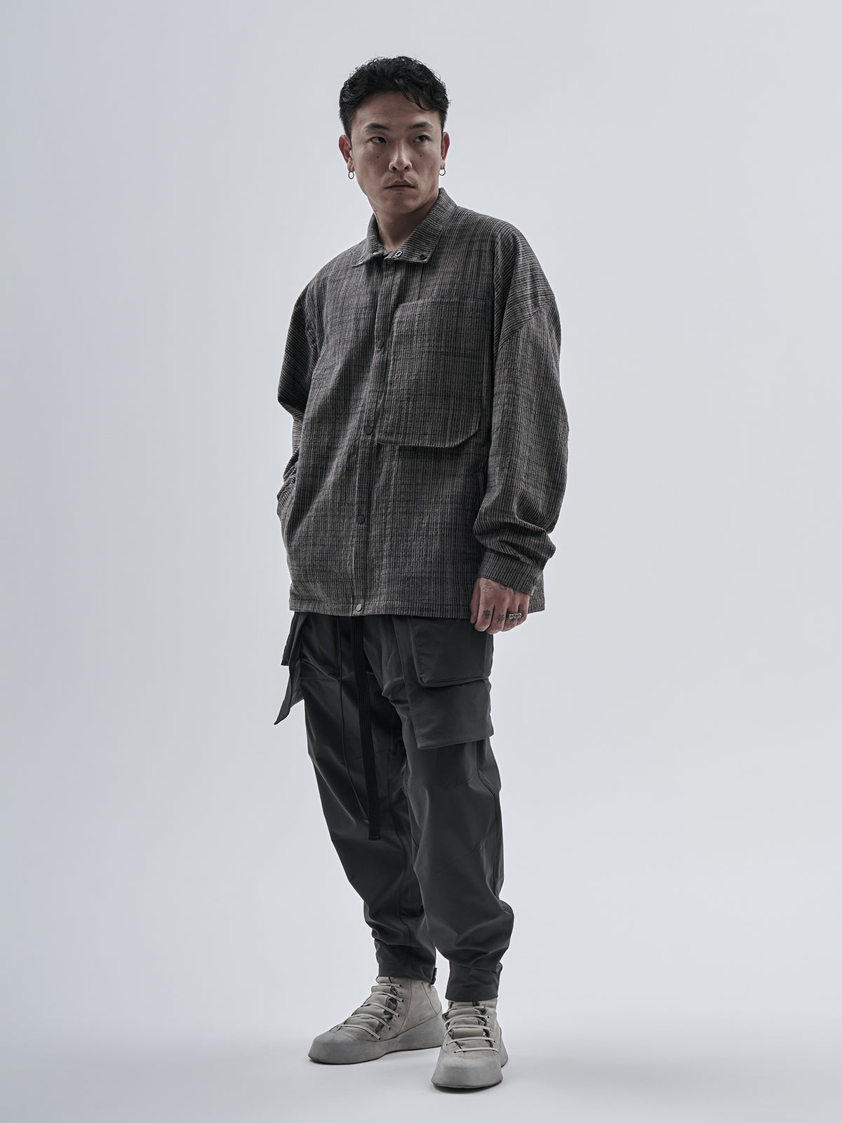 sarein jacket chalk stripe clay