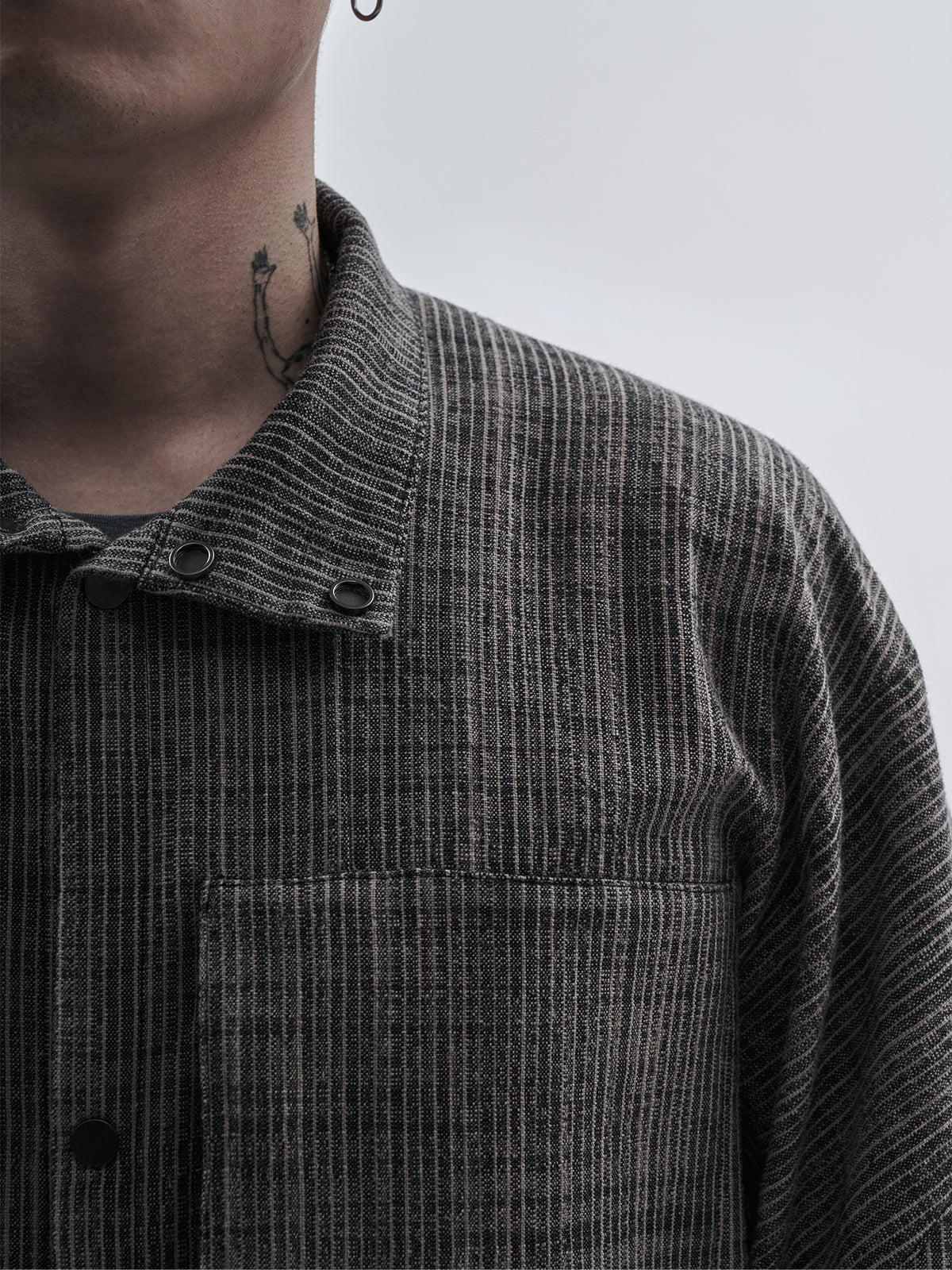 sarein jacket chalk stripe clay
