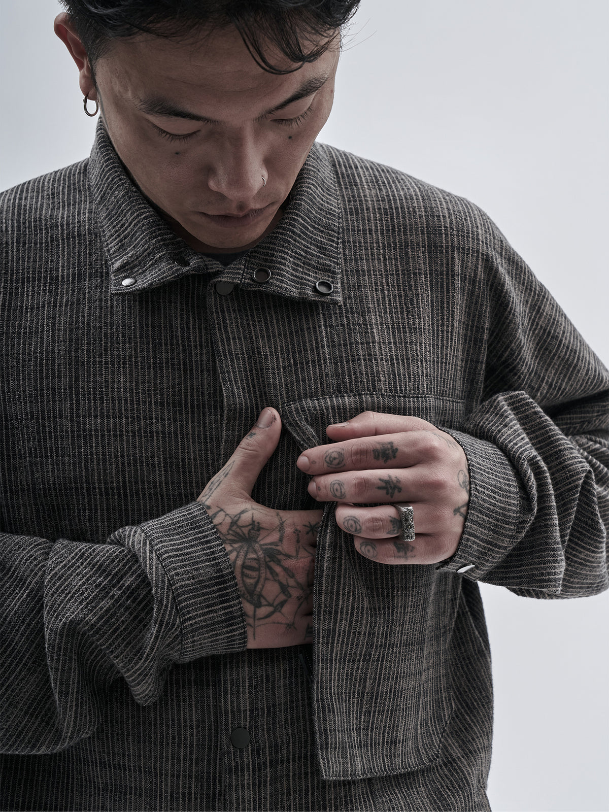 sarein jacket chalk stripe clay