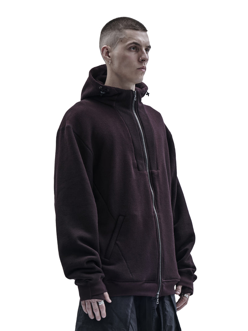 urrieta zipped sweatshirt cold dyed burgundy