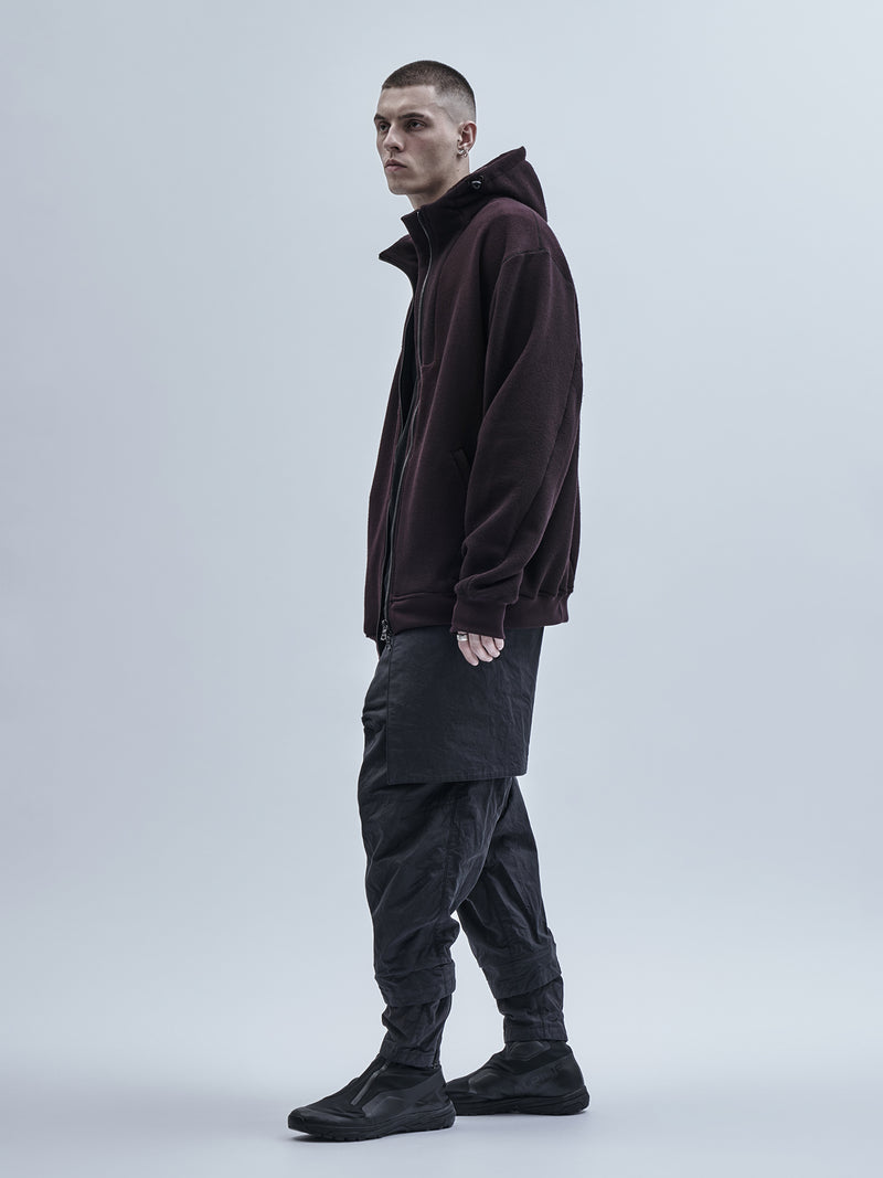 urrieta zipped sweatshirt cold dyed burgundy