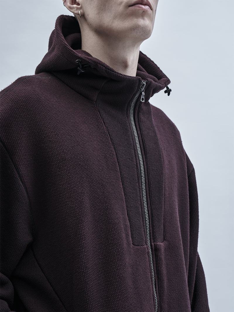 urrieta zipped sweatshirt cold dyed burgundy