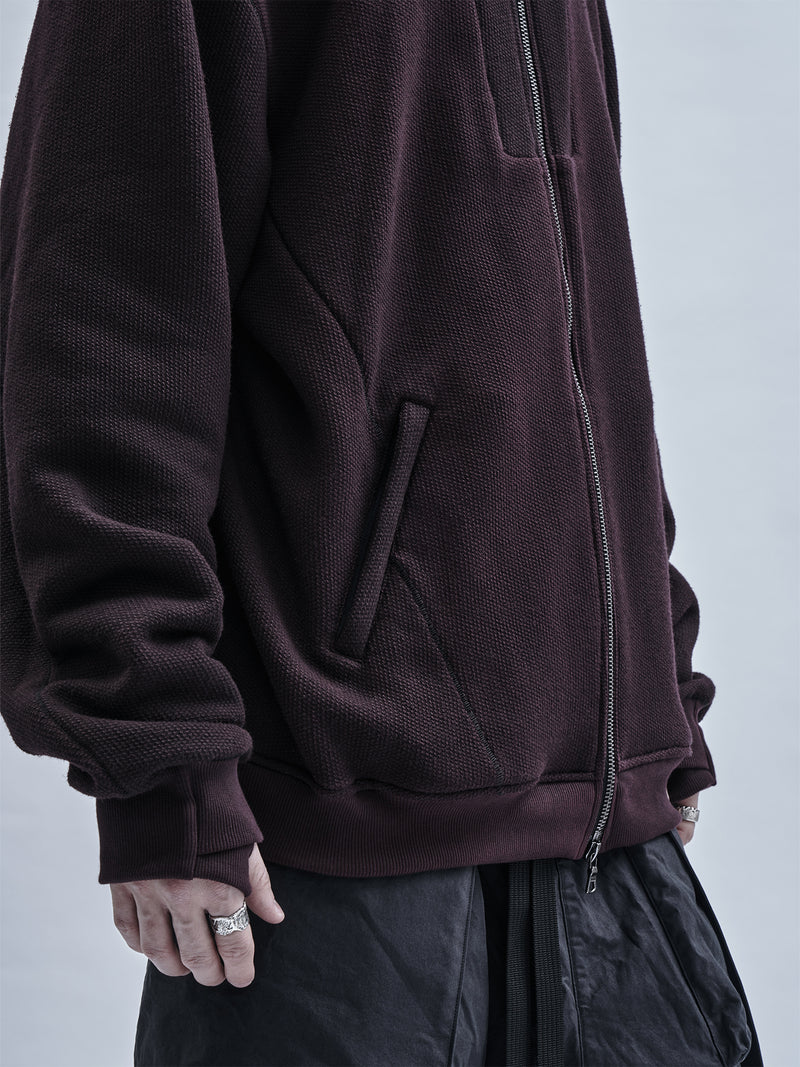 urrieta zipped sweatshirt cold dyed burgundy