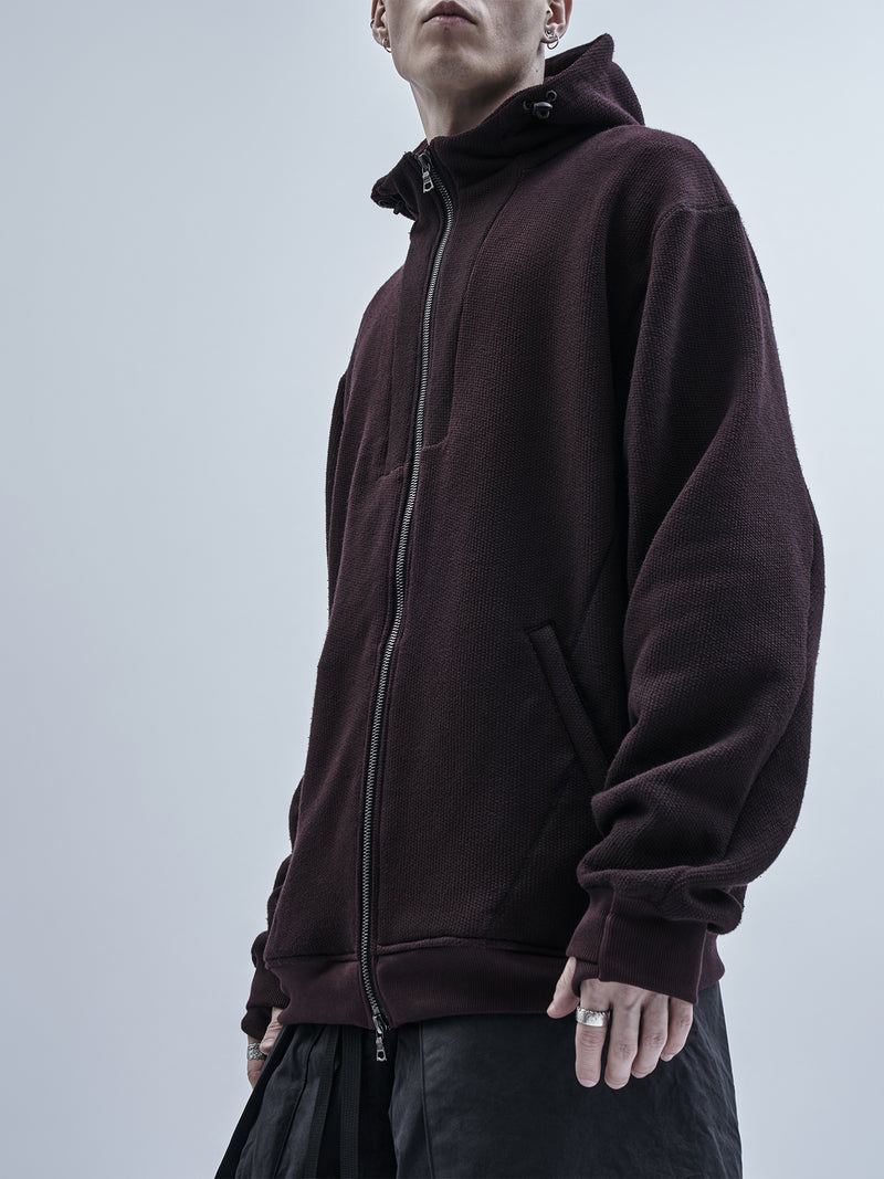 urrieta zipped sweatshirt cold dyed burgundy