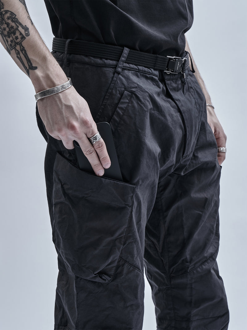 ameztu articulated cargo pants etaproof charcoal dye