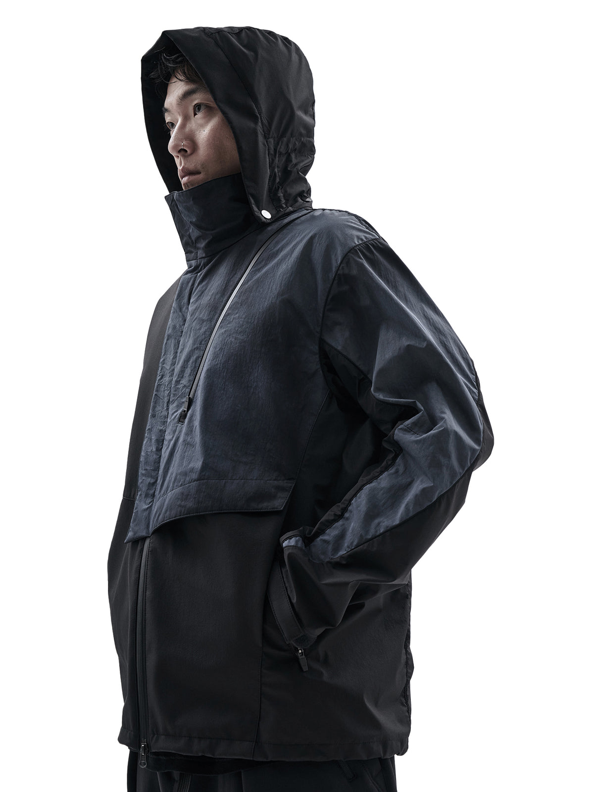 uhain jacket cold dyed obsidian blue / black
