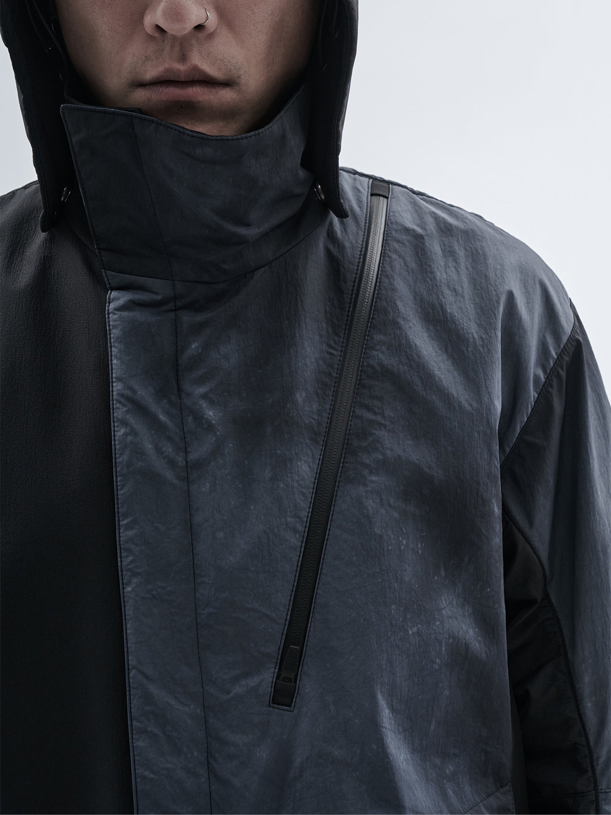 uhain jacket cold dyed obsidian blue / black