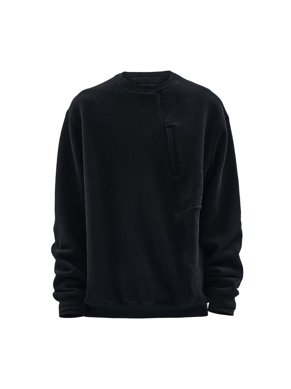 hatsa crewneck textured cotton black