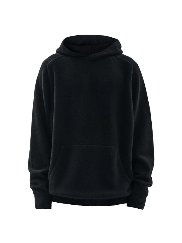 beira cashmere wool hoodie black
