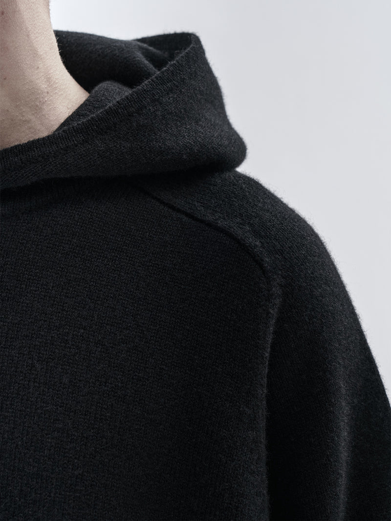 beira cashmere wool hoodie black