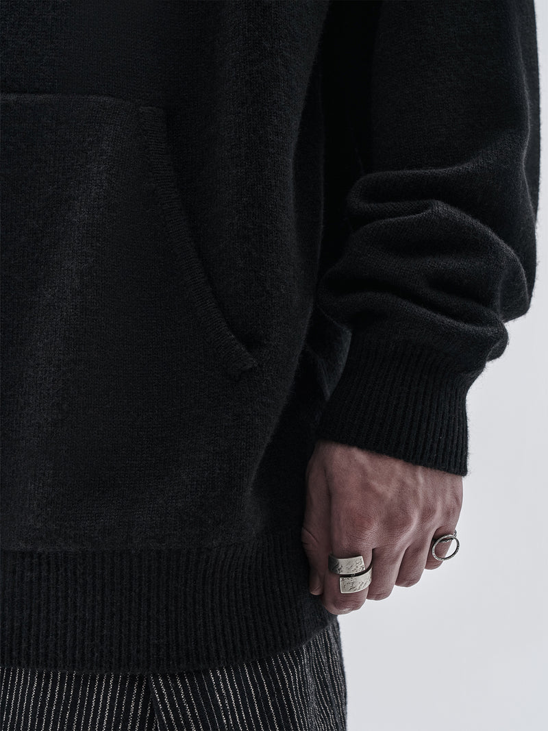 beira cashmere wool hoodie black