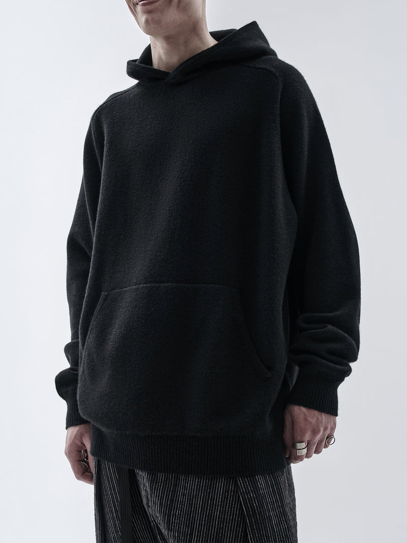 beira cashmere wool hoodie black