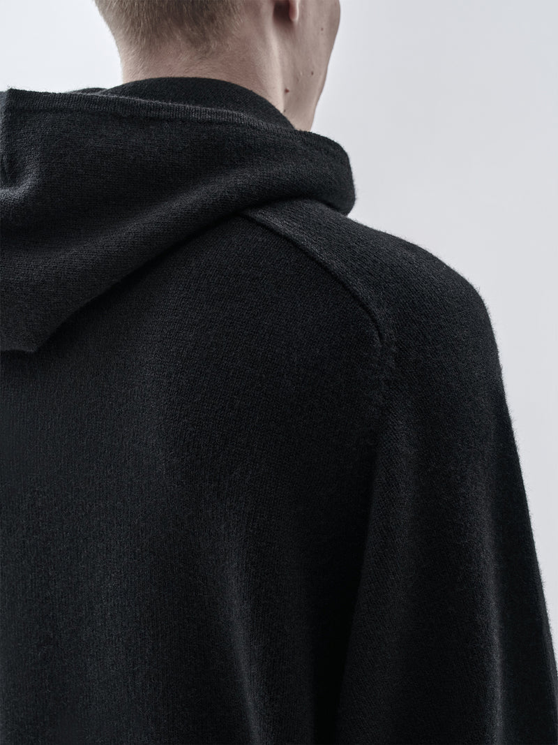 beira cashmere wool hoodie black
