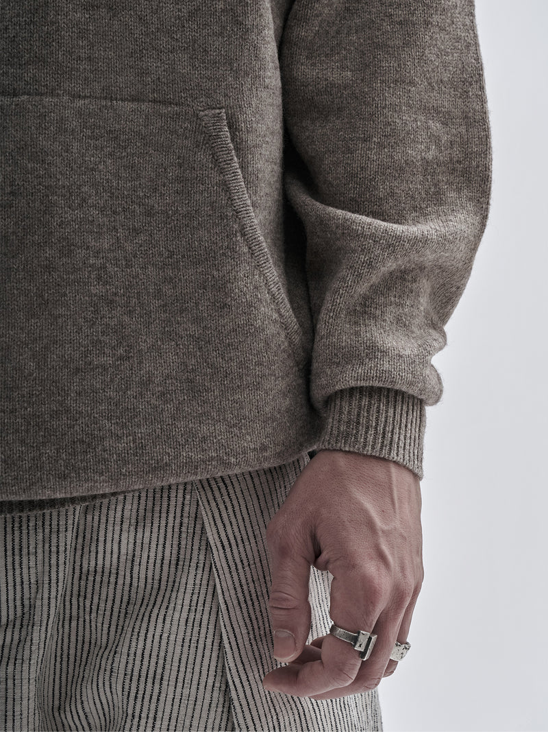 beira yak wool hoodie sand