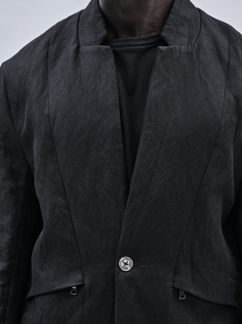 areso blazer cotton/metal blend black